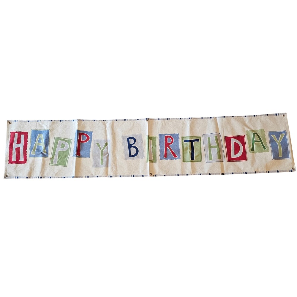 Pottery Barn Kids Happy Birthday Canvas Banner Multi Color Block Letter 60 Inch